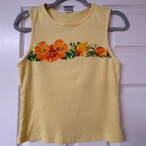 Vintage OP Women's Large Crop Tank / Jammy Top - Yellow, Beach